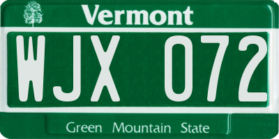 VT license plate WJX072