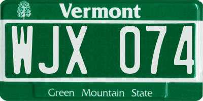 VT license plate WJX074