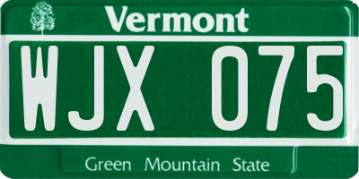 VT license plate WJX075