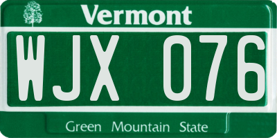 VT license plate WJX076