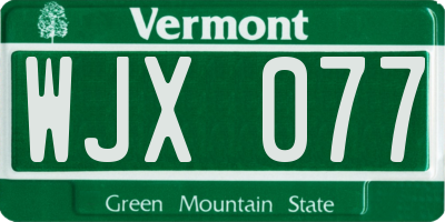 VT license plate WJX077