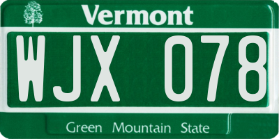 VT license plate WJX078