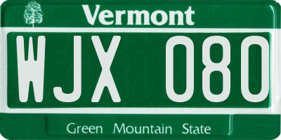 VT license plate WJX080