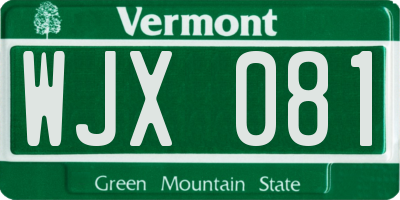 VT license plate WJX081