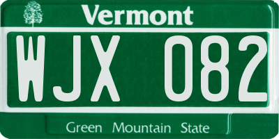 VT license plate WJX082