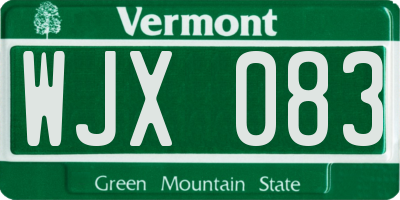 VT license plate WJX083