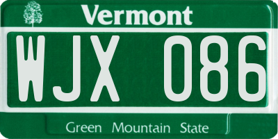 VT license plate WJX086