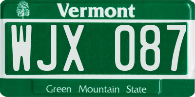 VT license plate WJX087