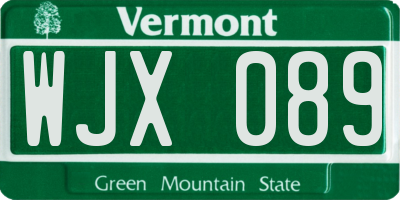 VT license plate WJX089