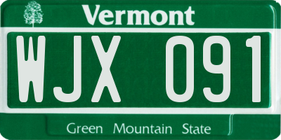VT license plate WJX091
