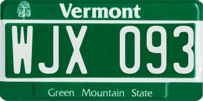 VT license plate WJX093