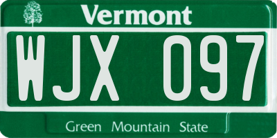 VT license plate WJX097