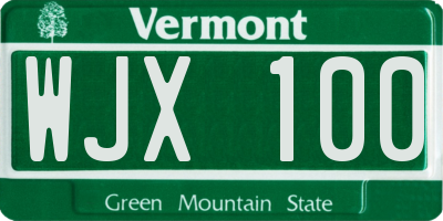 VT license plate WJX100
