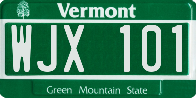 VT license plate WJX101
