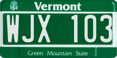 VT license plate WJX103