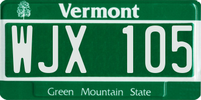 VT license plate WJX105