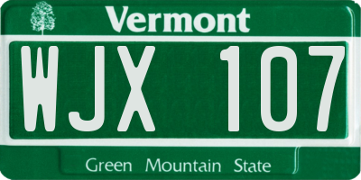 VT license plate WJX107