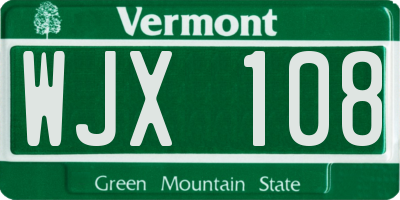 VT license plate WJX108