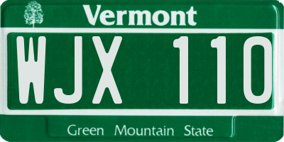 VT license plate WJX110