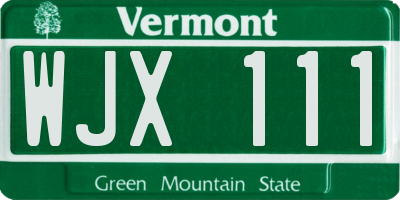 VT license plate WJX111