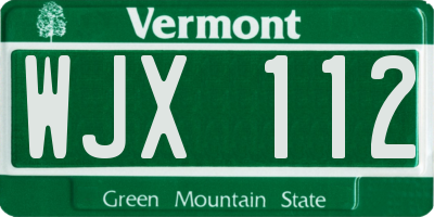 VT license plate WJX112