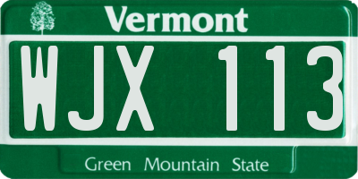 VT license plate WJX113