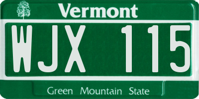 VT license plate WJX115