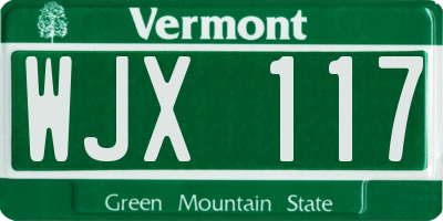 VT license plate WJX117