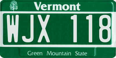 VT license plate WJX118