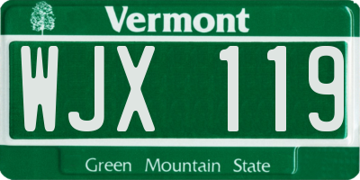 VT license plate WJX119