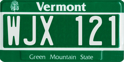 VT license plate WJX121