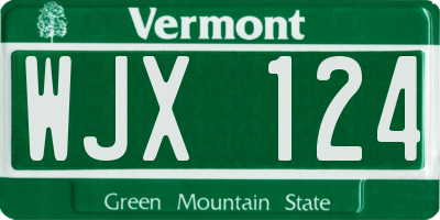 VT license plate WJX124