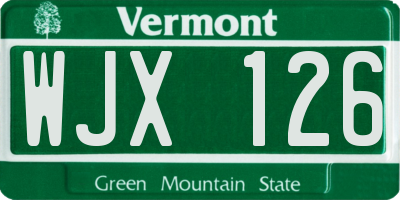 VT license plate WJX126