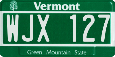VT license plate WJX127