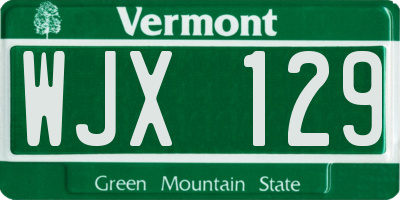 VT license plate WJX129