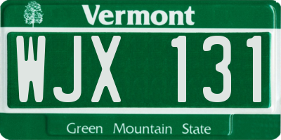 VT license plate WJX131