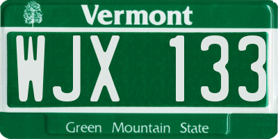 VT license plate WJX133