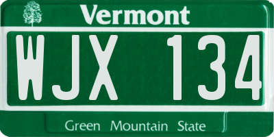 VT license plate WJX134