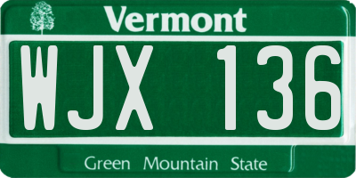 VT license plate WJX136