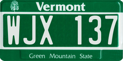 VT license plate WJX137