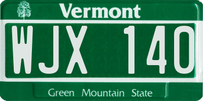 VT license plate WJX140