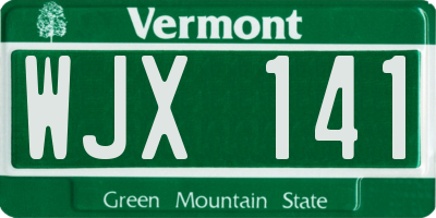 VT license plate WJX141