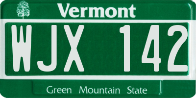 VT license plate WJX142