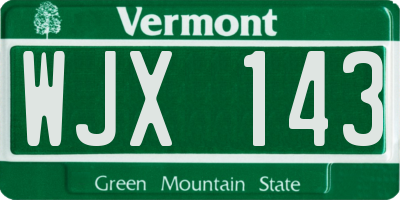 VT license plate WJX143