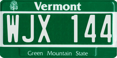 VT license plate WJX144