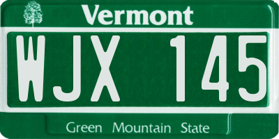 VT license plate WJX145