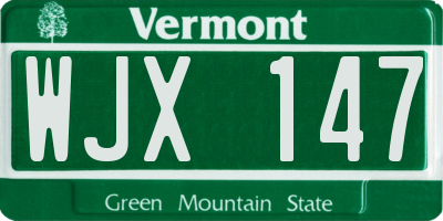 VT license plate WJX147