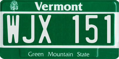VT license plate WJX151