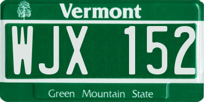 VT license plate WJX152