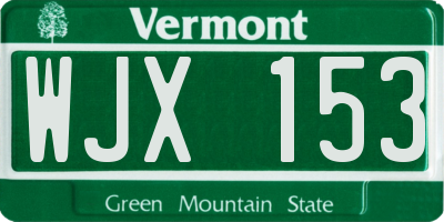 VT license plate WJX153